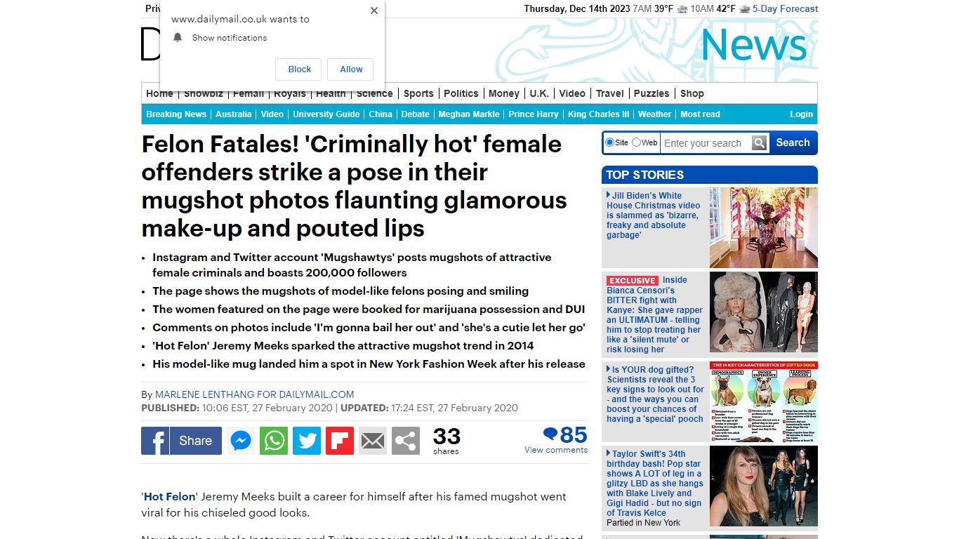 'Criminally hot' female offenders pose in mugshots - Mail Online